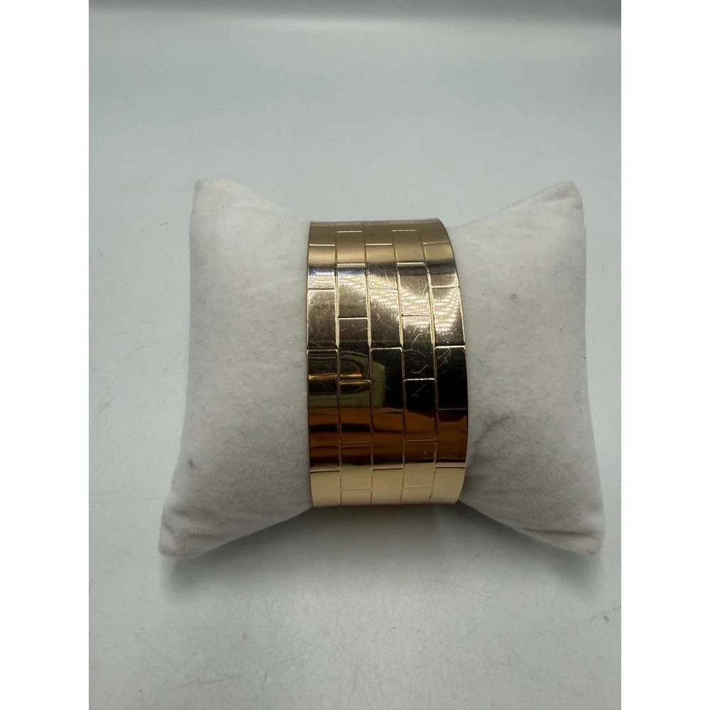 Follow the Yellow Brick Road Gold Tone Brick Pattern Cuff Bracelet